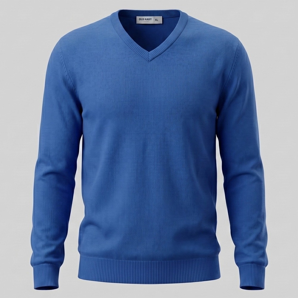 Old Navy Mens XL Blue Sweater V-Neck Solid Long Sleeve Cotton Blend